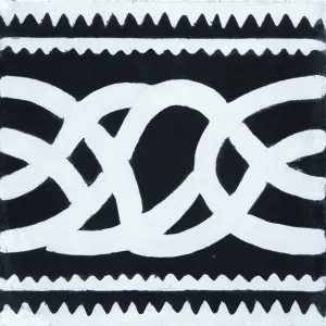 Black and White Ficelles Frise Carocim Tile (8" x 8")
