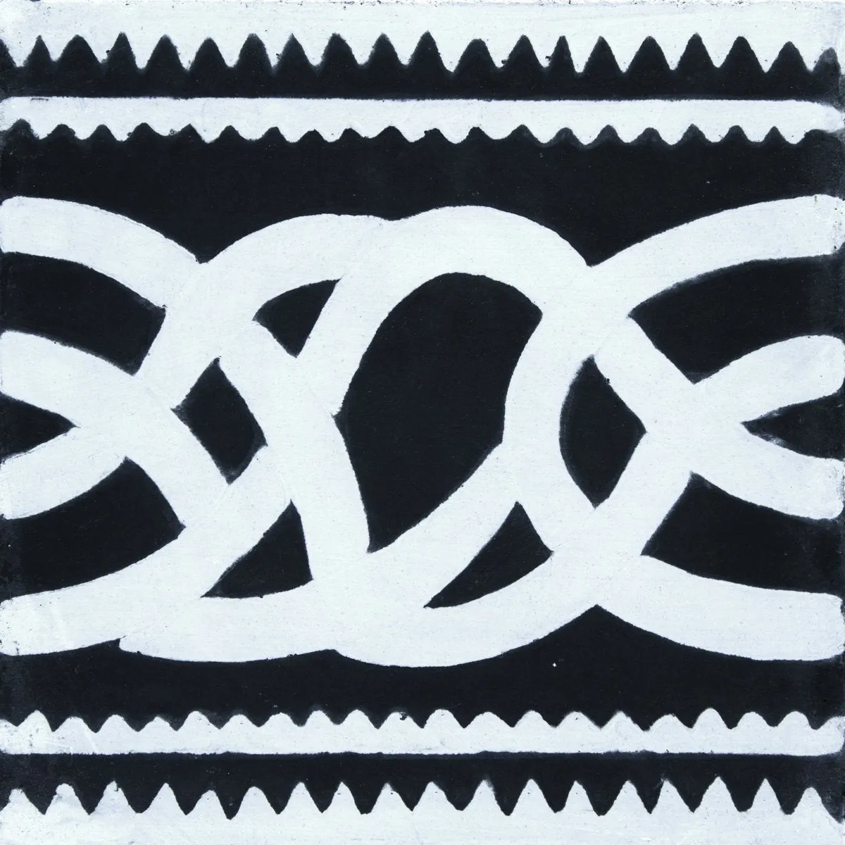 Black and White Ficelles Frise Carocim Tile (8" x 8")