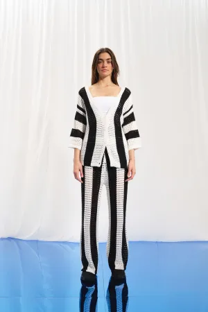 Black Off White Contrast Knit Trousers 17173