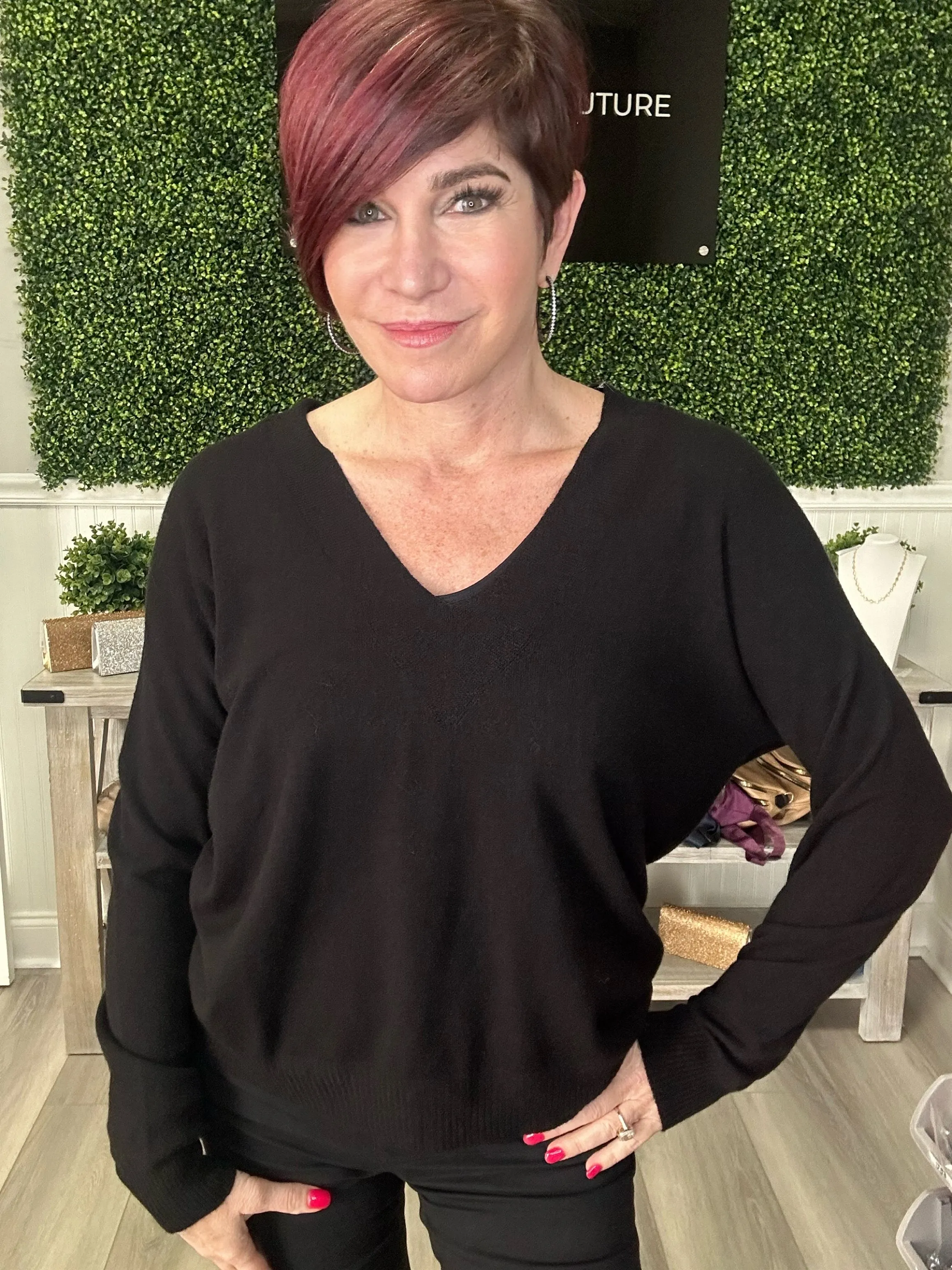 Cashmere Feel Lightweight V-neck Sweater