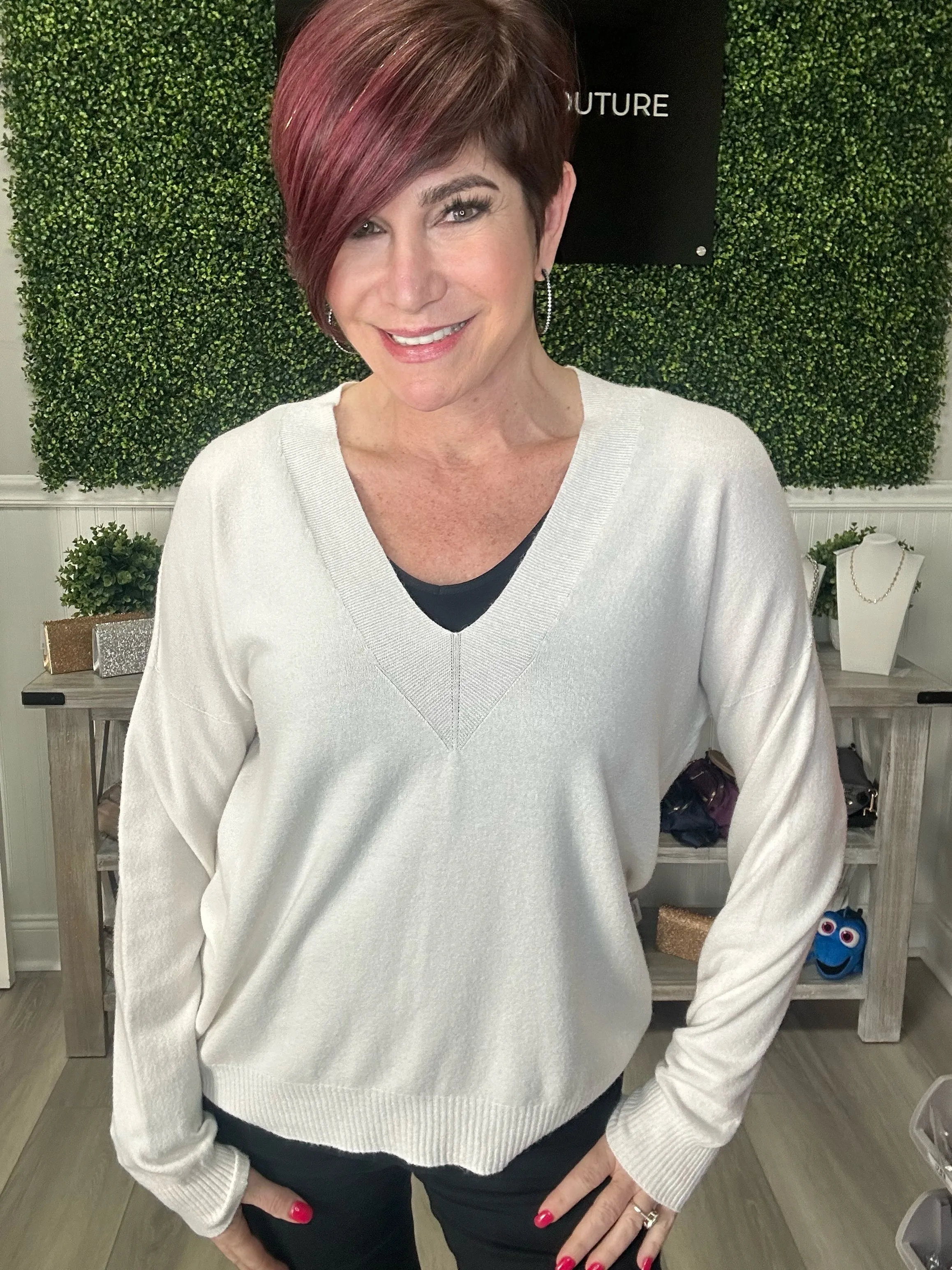 Cashmere Feel Lightweight V-neck Sweater