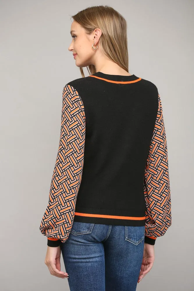 Geo Print LS Sweater
