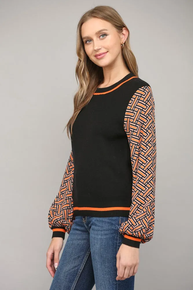 Geo Print LS Sweater