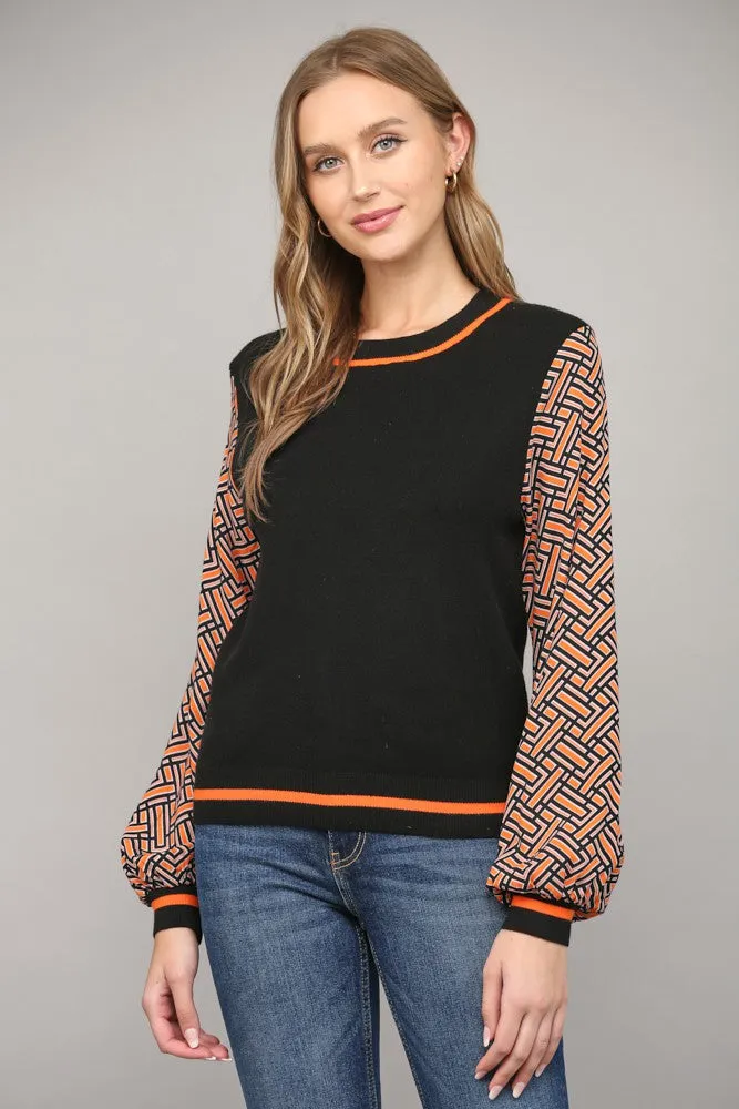 Geo Print LS Sweater