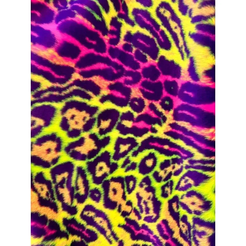 Leopard Multi Color Thick Faux Fur Fabric