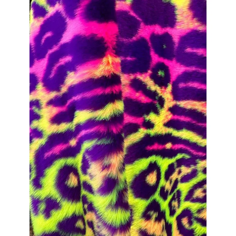 Leopard Multi Color Thick Faux Fur Fabric