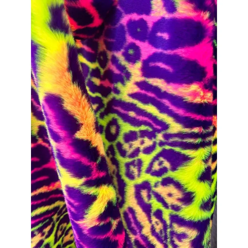 Leopard Multi Color Thick Faux Fur Fabric