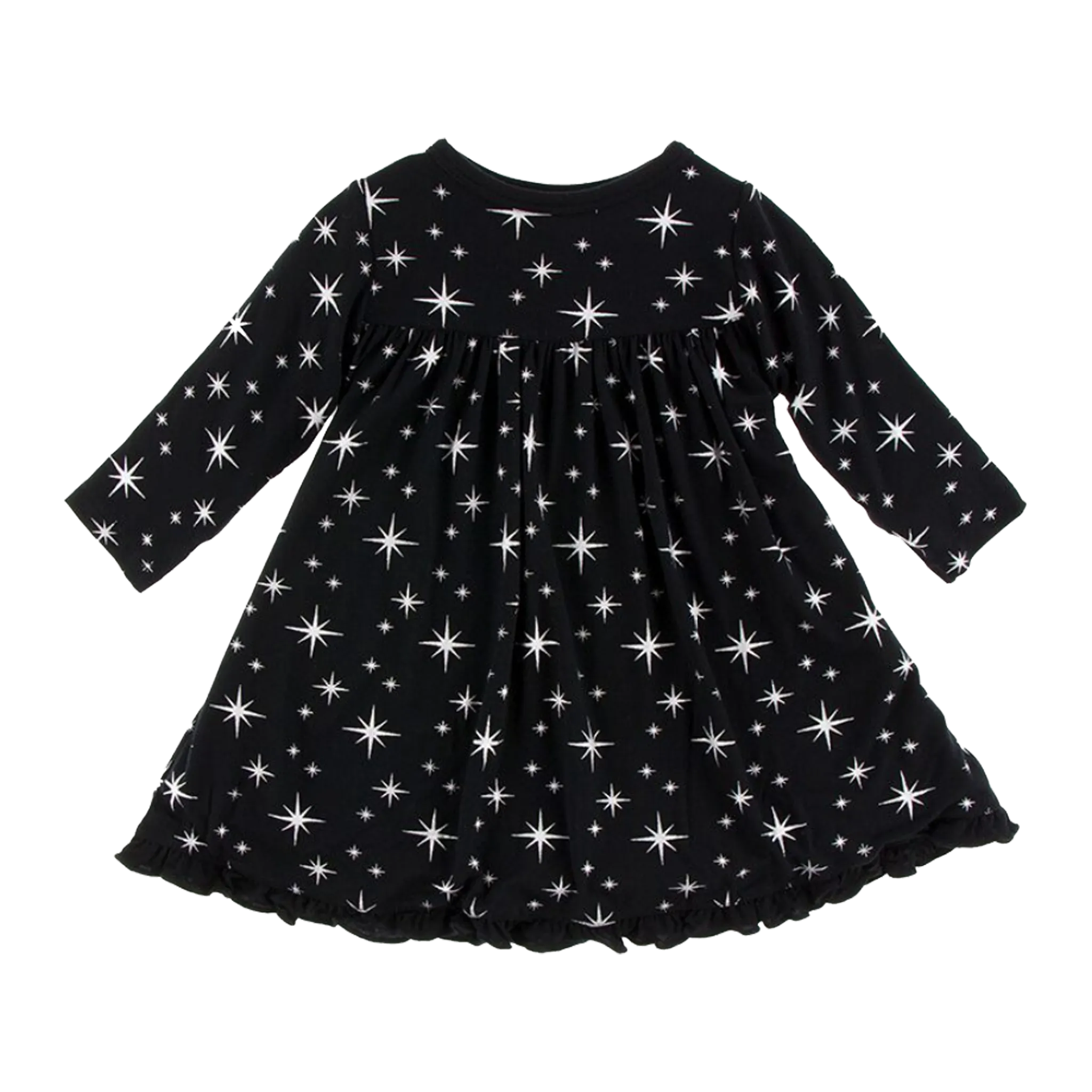 Long Sleeve Silver Stars Swing Dress