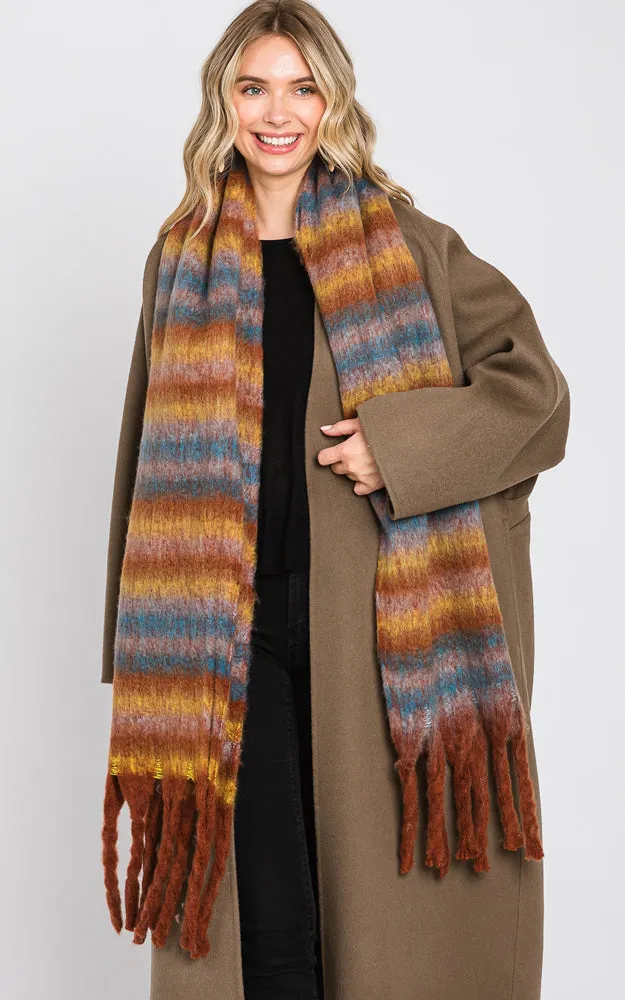 MS0323 MULTI COLOR STRIPE FRINGE OBLONG SCARF (Copy)
