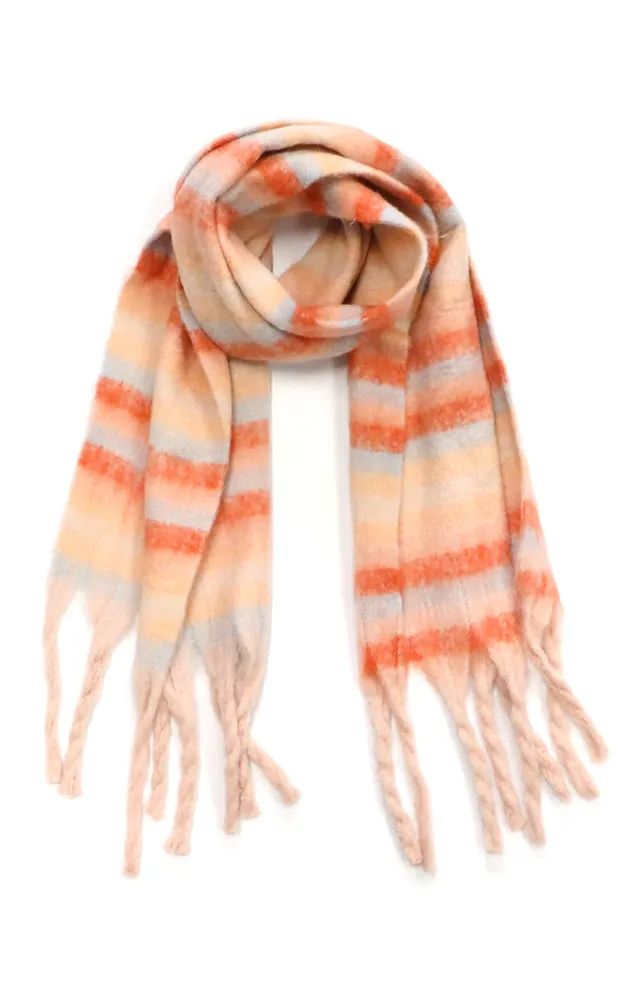MS0323 MULTI COLOR STRIPE FRINGE OBLONG SCARF (Copy)