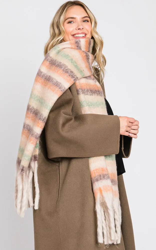 MS0323 MULTI COLOR STRIPE FRINGE OBLONG SCARF (Copy)