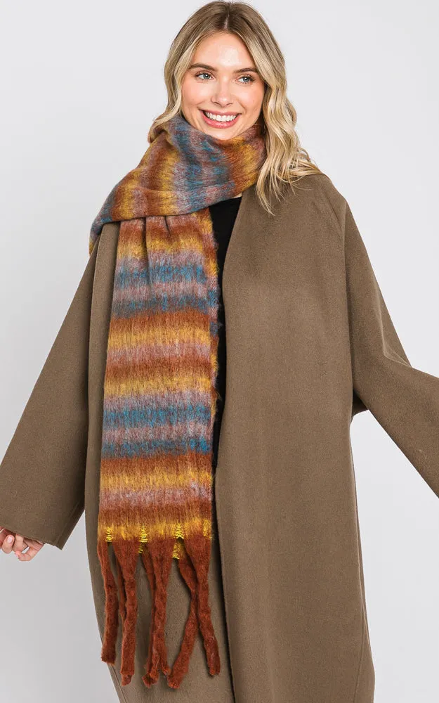 MS0323 MULTI COLOR STRIPE FRINGE OBLONG SCARF (Copy)