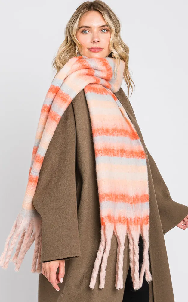 MS0323 MULTI COLOR STRIPE FRINGE OBLONG SCARF (Copy)