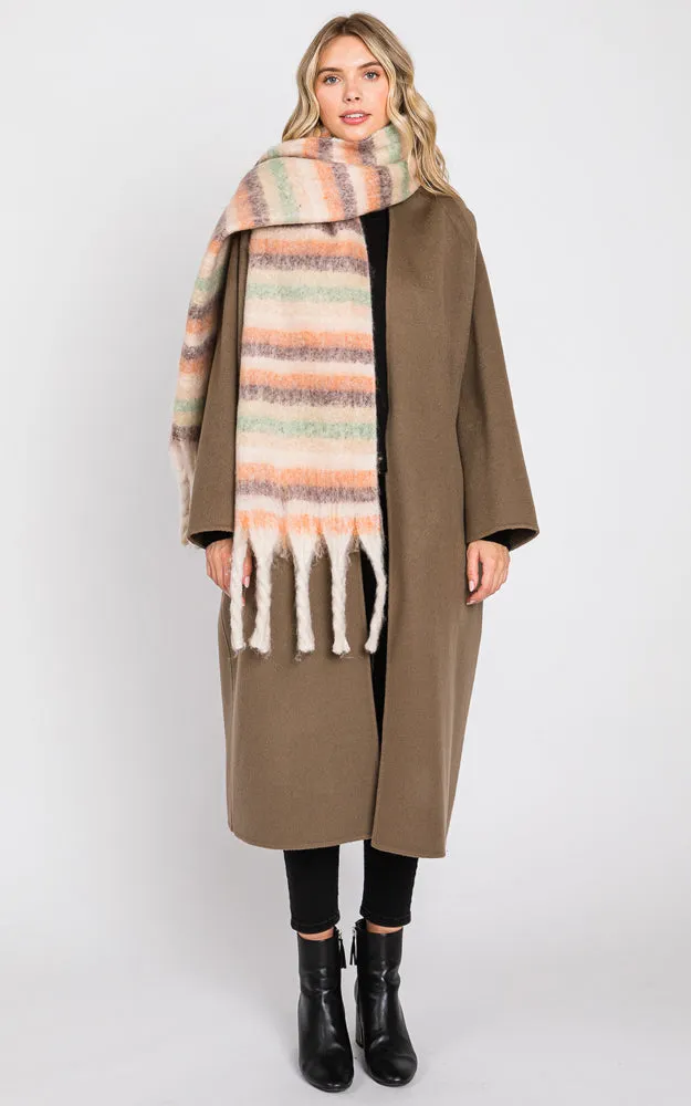 MS0323 MULTI COLOR STRIPE FRINGE OBLONG SCARF (Copy)