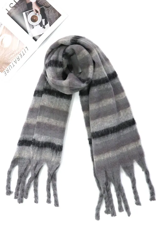 MS0323 MULTI COLOR STRIPE FRINGE OBLONG SCARF (Copy)