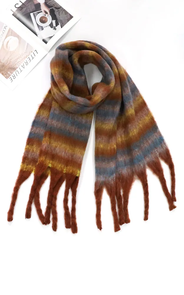 MS0323 MULTI COLOR STRIPE FRINGE OBLONG SCARF (Copy)