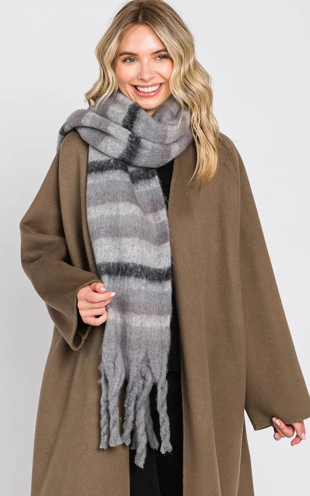 MS0323 MULTI COLOR STRIPE FRINGE OBLONG SCARF (Copy)