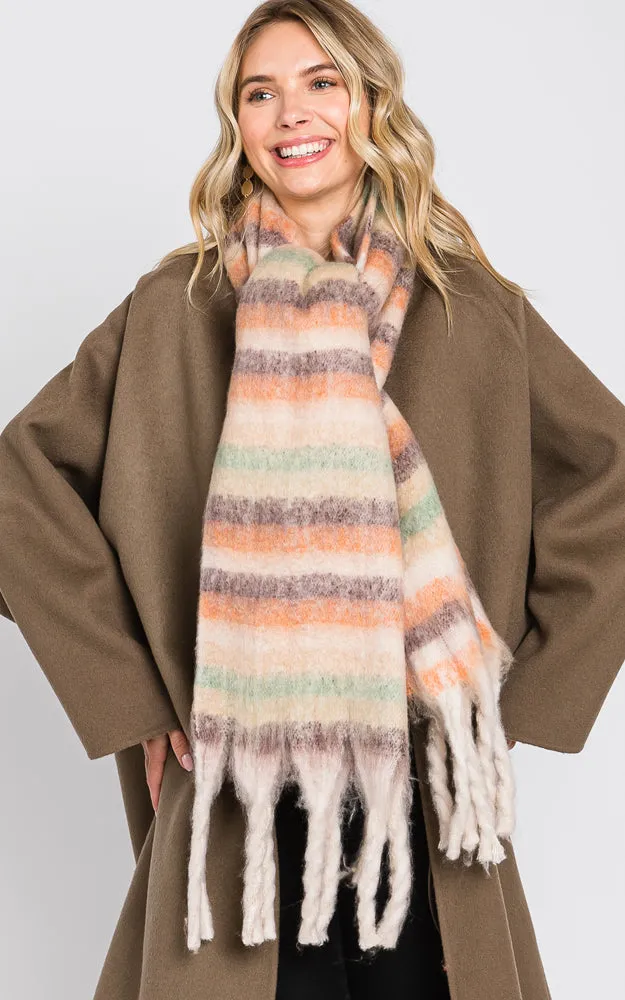 MS0323 MULTI COLOR STRIPE FRINGE OBLONG SCARF (Copy)