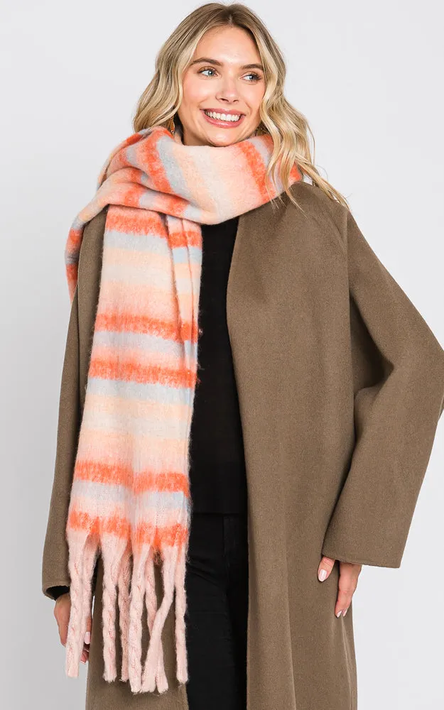 MS0323 MULTI COLOR STRIPE FRINGE OBLONG SCARF (Copy)