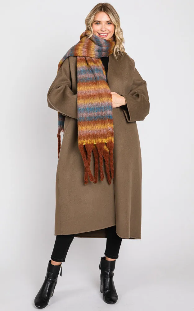 MS0323 MULTI COLOR STRIPE FRINGE OBLONG SCARF (Copy)