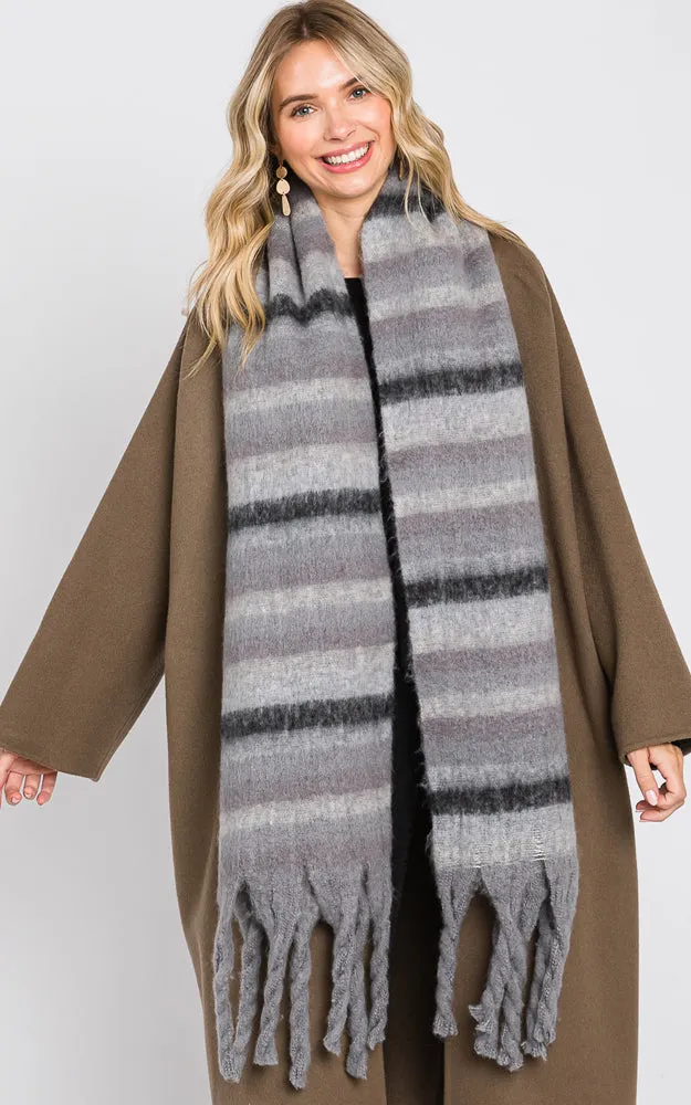MS0323 MULTI COLOR STRIPE FRINGE OBLONG SCARF (Copy)