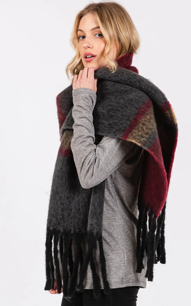 MS0391 BRUSHED MULTI COLOR STRIPE OBLONG SCARF