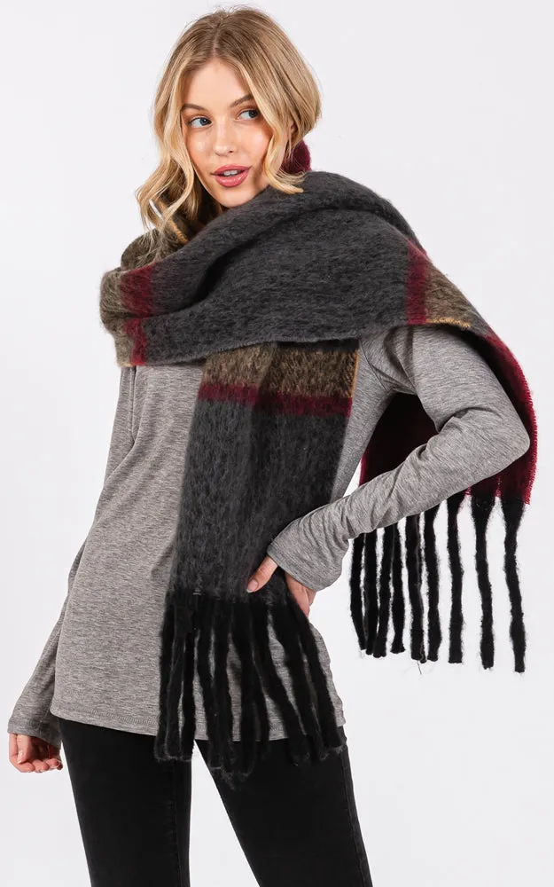 MS0391 BRUSHED MULTI COLOR STRIPE OBLONG SCARF