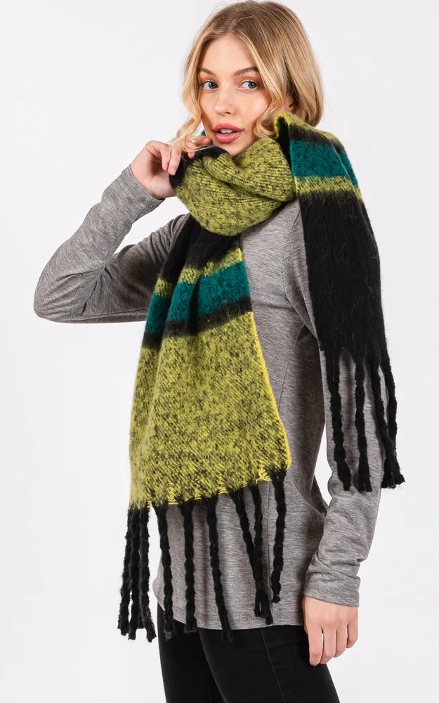 MS0391 BRUSHED MULTI COLOR STRIPE OBLONG SCARF