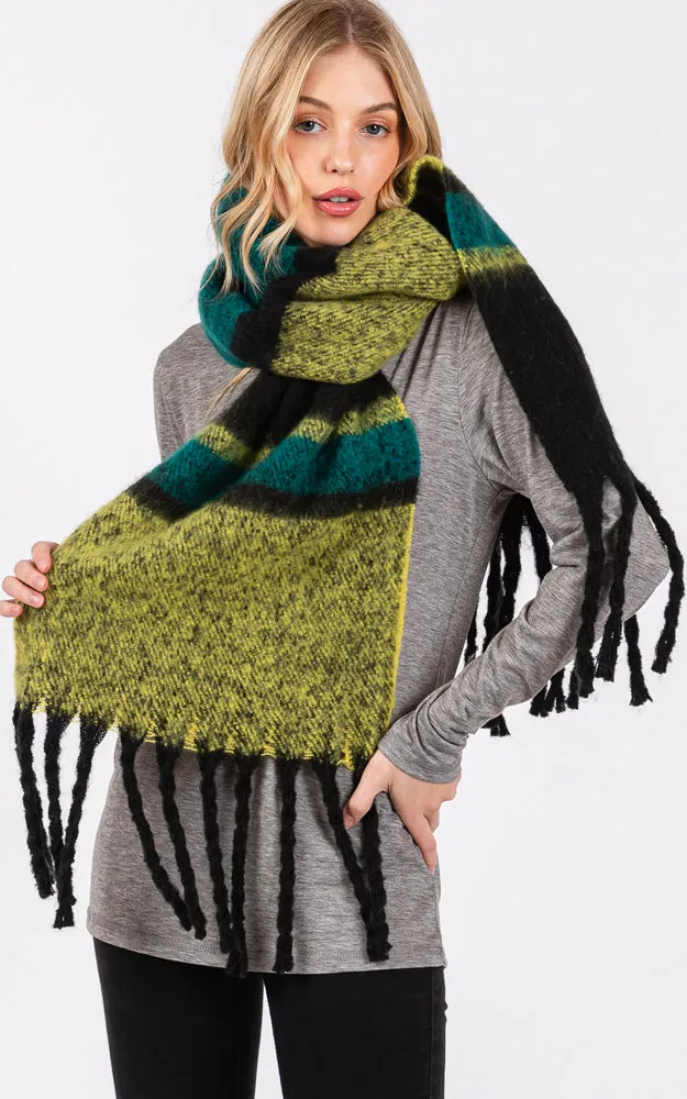 MS0391 BRUSHED MULTI COLOR STRIPE OBLONG SCARF