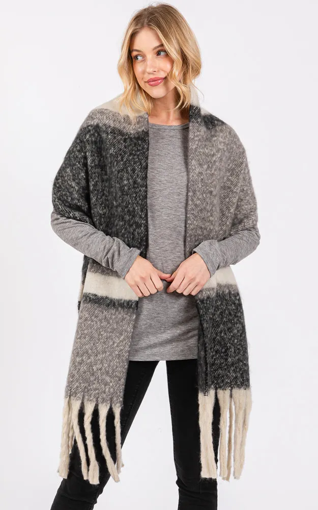 MS0391 BRUSHED MULTI COLOR STRIPE OBLONG SCARF