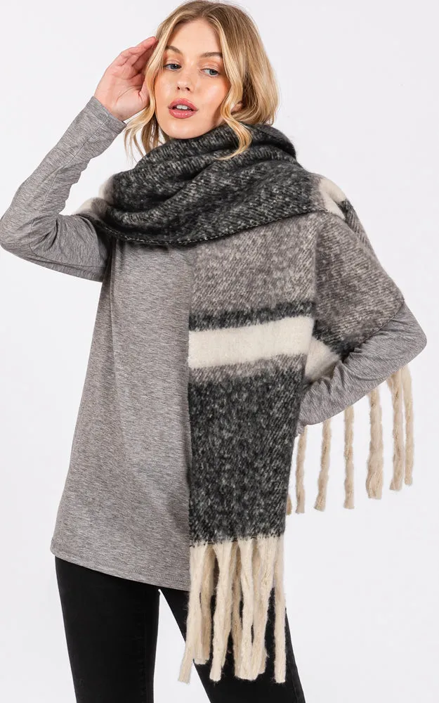 MS0391 BRUSHED MULTI COLOR STRIPE OBLONG SCARF