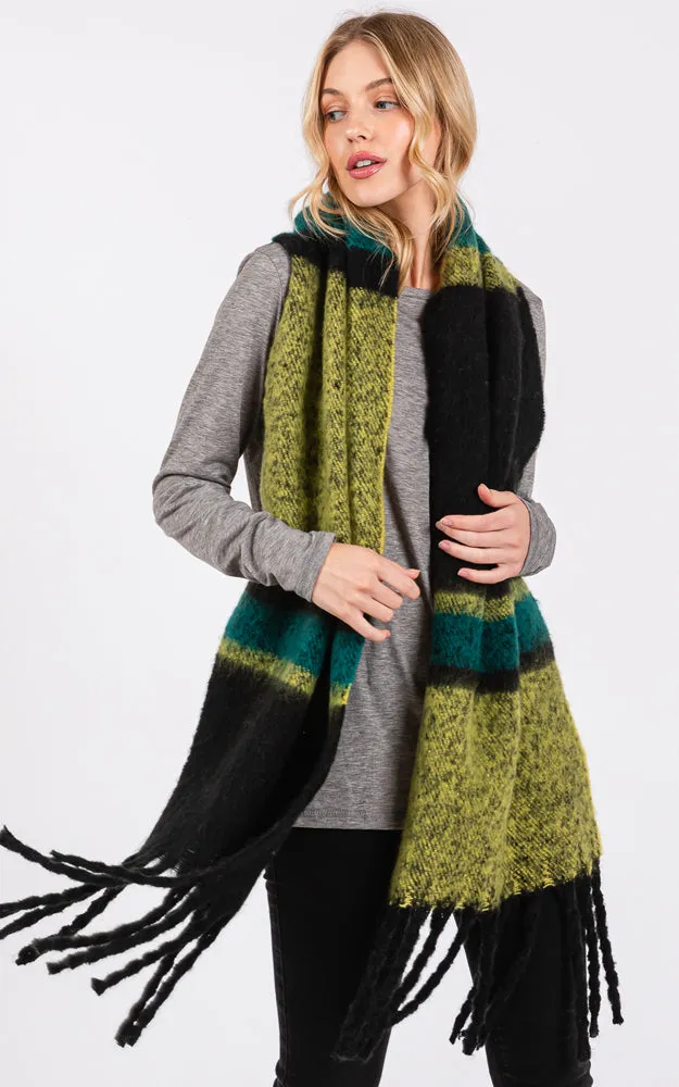 MS0391 BRUSHED MULTI COLOR STRIPE OBLONG SCARF