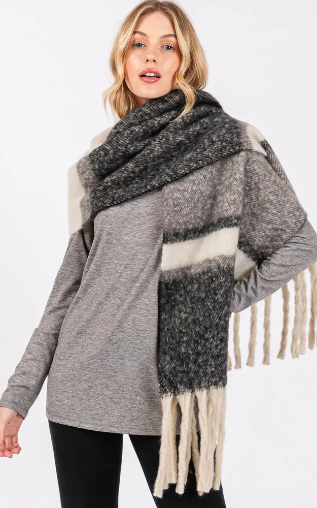 MS0391 BRUSHED MULTI COLOR STRIPE OBLONG SCARF