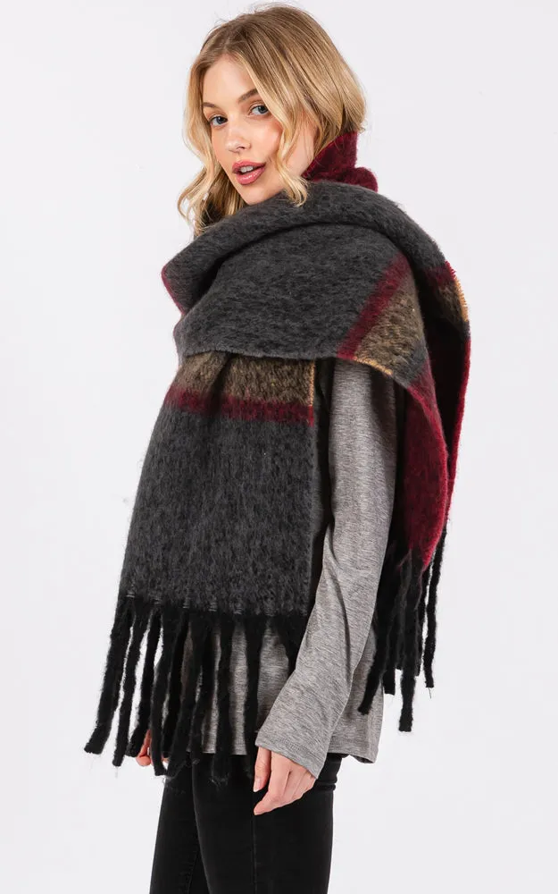 MS0391 BRUSHED MULTI COLOR STRIPE OBLONG SCARF