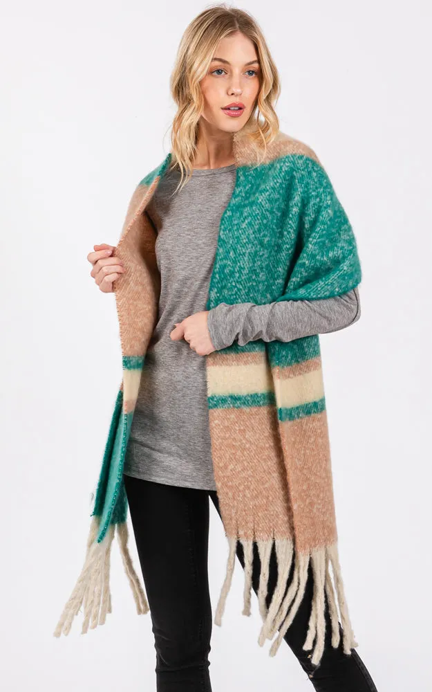 MS0391 BRUSHED MULTI COLOR STRIPE OBLONG SCARF