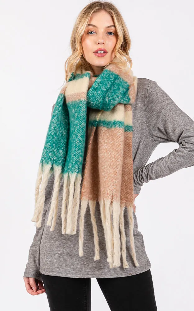 MS0391 BRUSHED MULTI COLOR STRIPE OBLONG SCARF