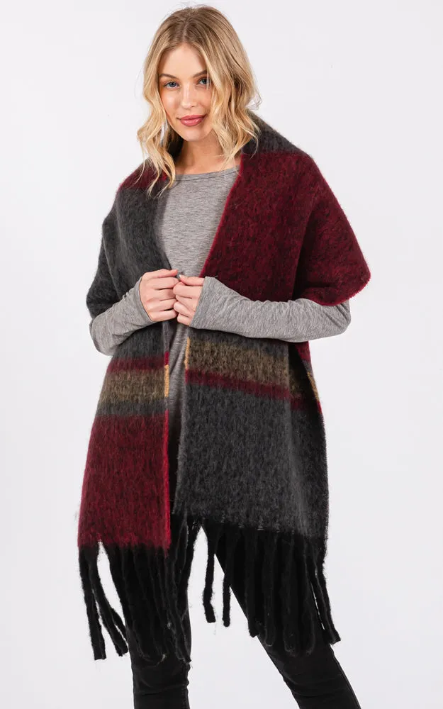 MS0391 BRUSHED MULTI COLOR STRIPE OBLONG SCARF