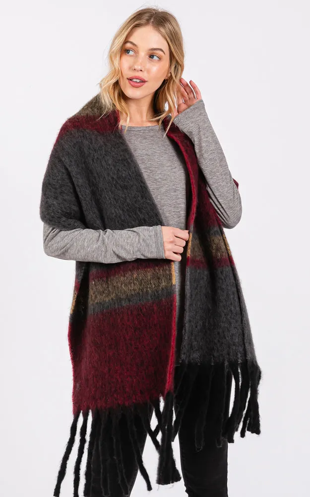 MS0391 BRUSHED MULTI COLOR STRIPE OBLONG SCARF