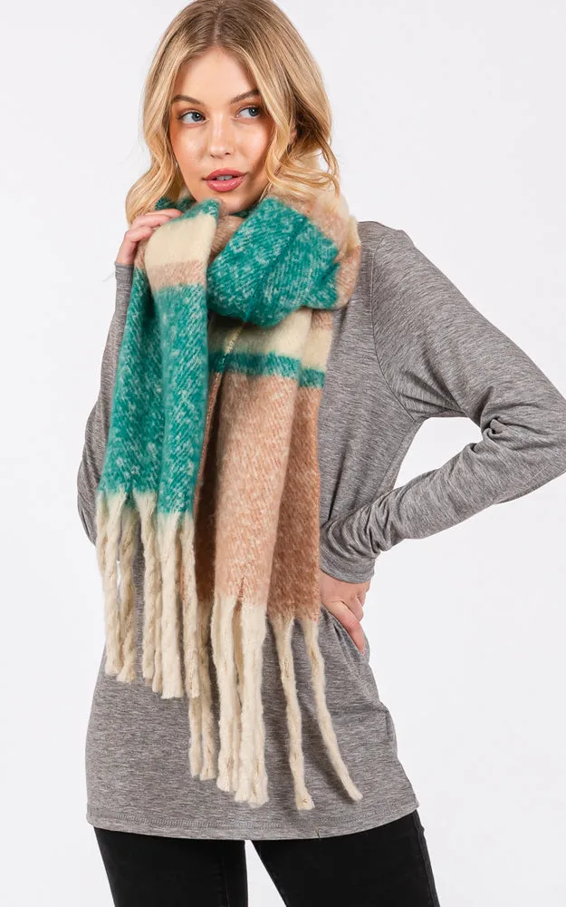 MS0391 BRUSHED MULTI COLOR STRIPE OBLONG SCARF