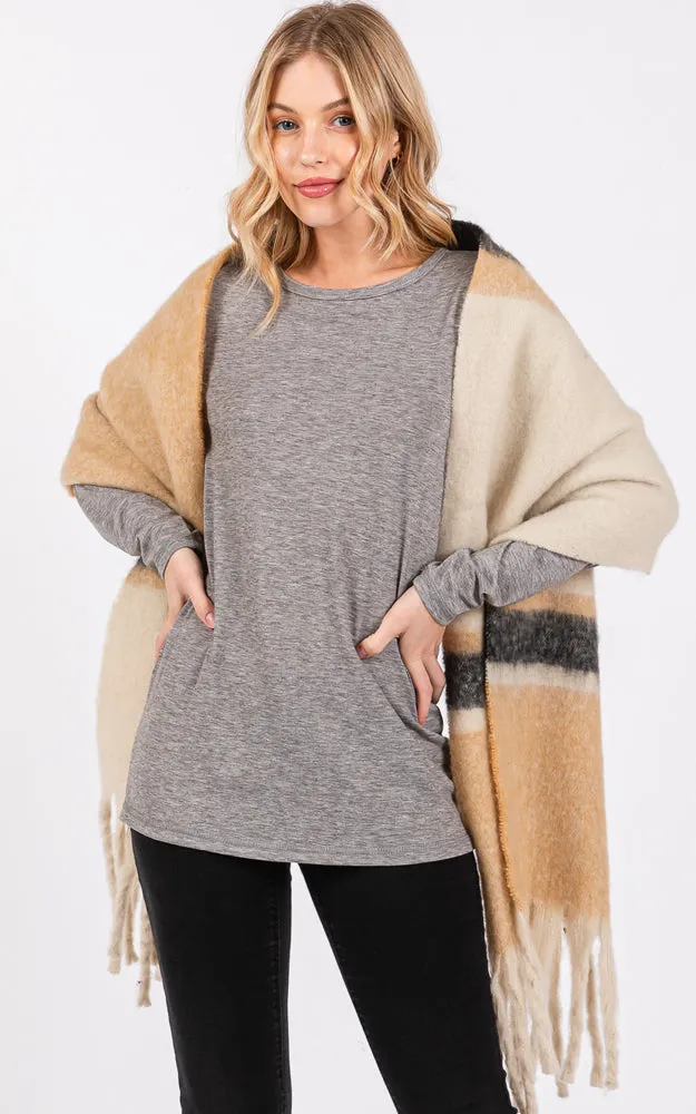 MS0391 BRUSHED MULTI COLOR STRIPE OBLONG SCARF