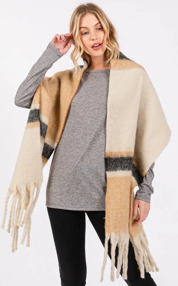 MS0391 BRUSHED MULTI COLOR STRIPE OBLONG SCARF