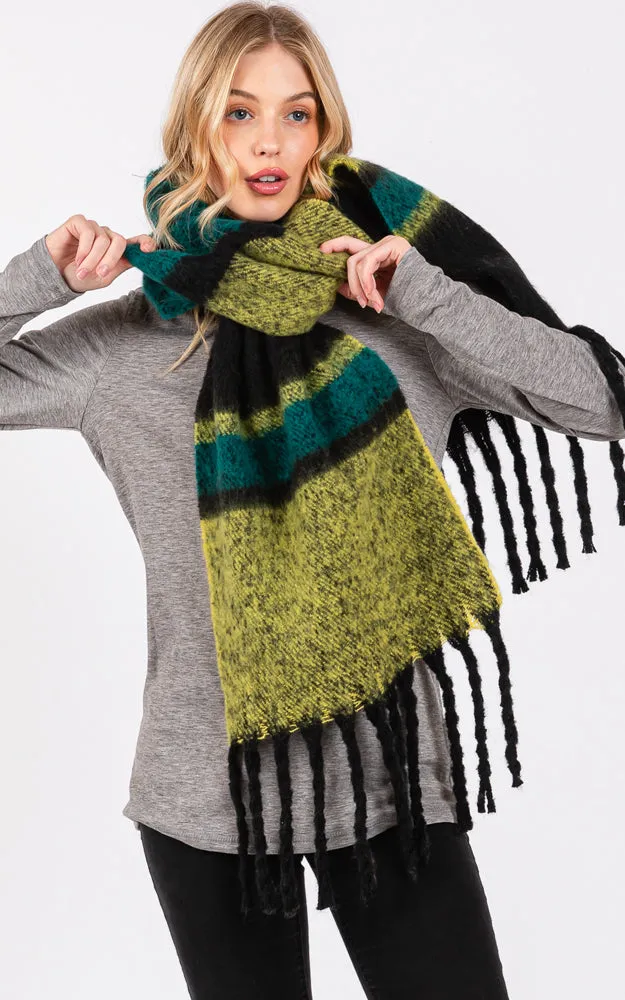 MS0391 BRUSHED MULTI COLOR STRIPE OBLONG SCARF