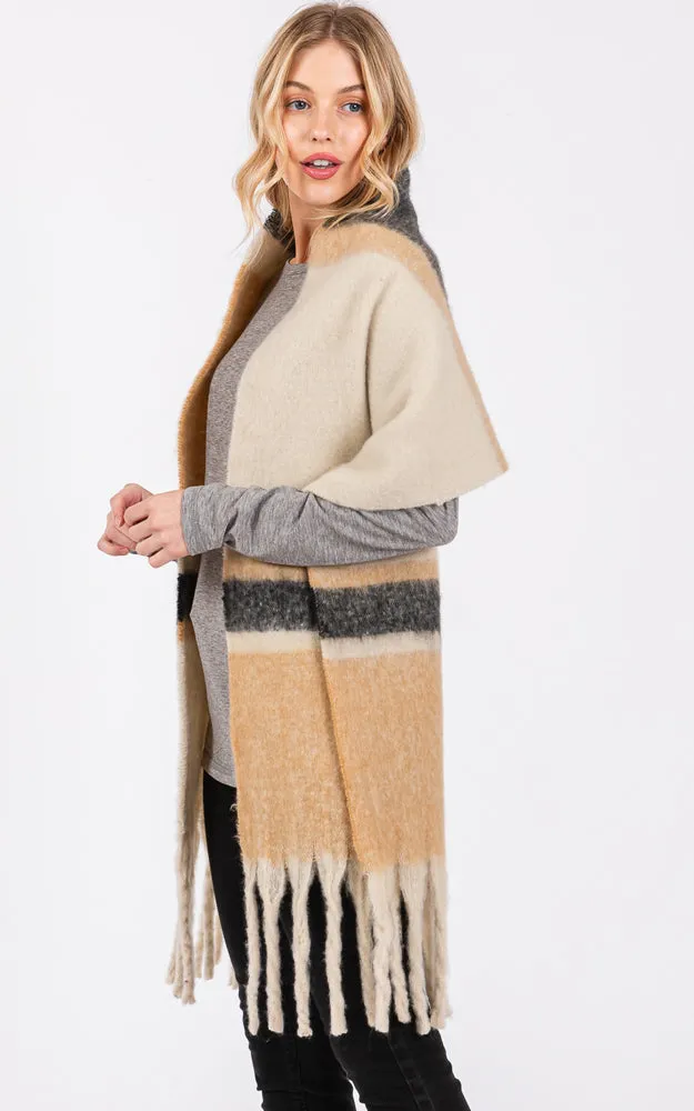 MS0391 BRUSHED MULTI COLOR STRIPE OBLONG SCARF