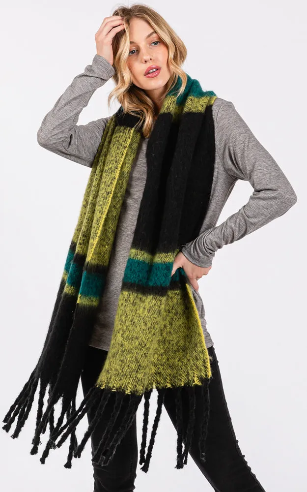 MS0391 BRUSHED MULTI COLOR STRIPE OBLONG SCARF