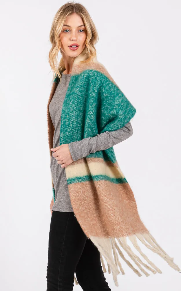 MS0391 BRUSHED MULTI COLOR STRIPE OBLONG SCARF