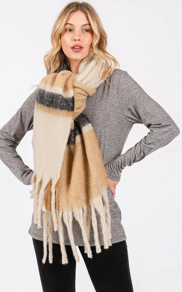 MS0391 BRUSHED MULTI COLOR STRIPE OBLONG SCARF