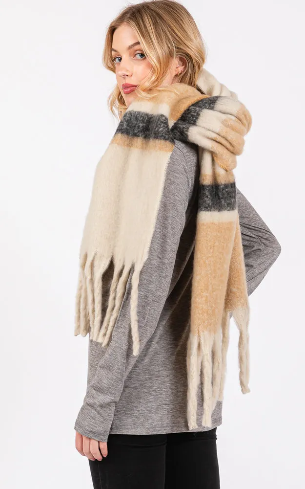 MS0391 BRUSHED MULTI COLOR STRIPE OBLONG SCARF