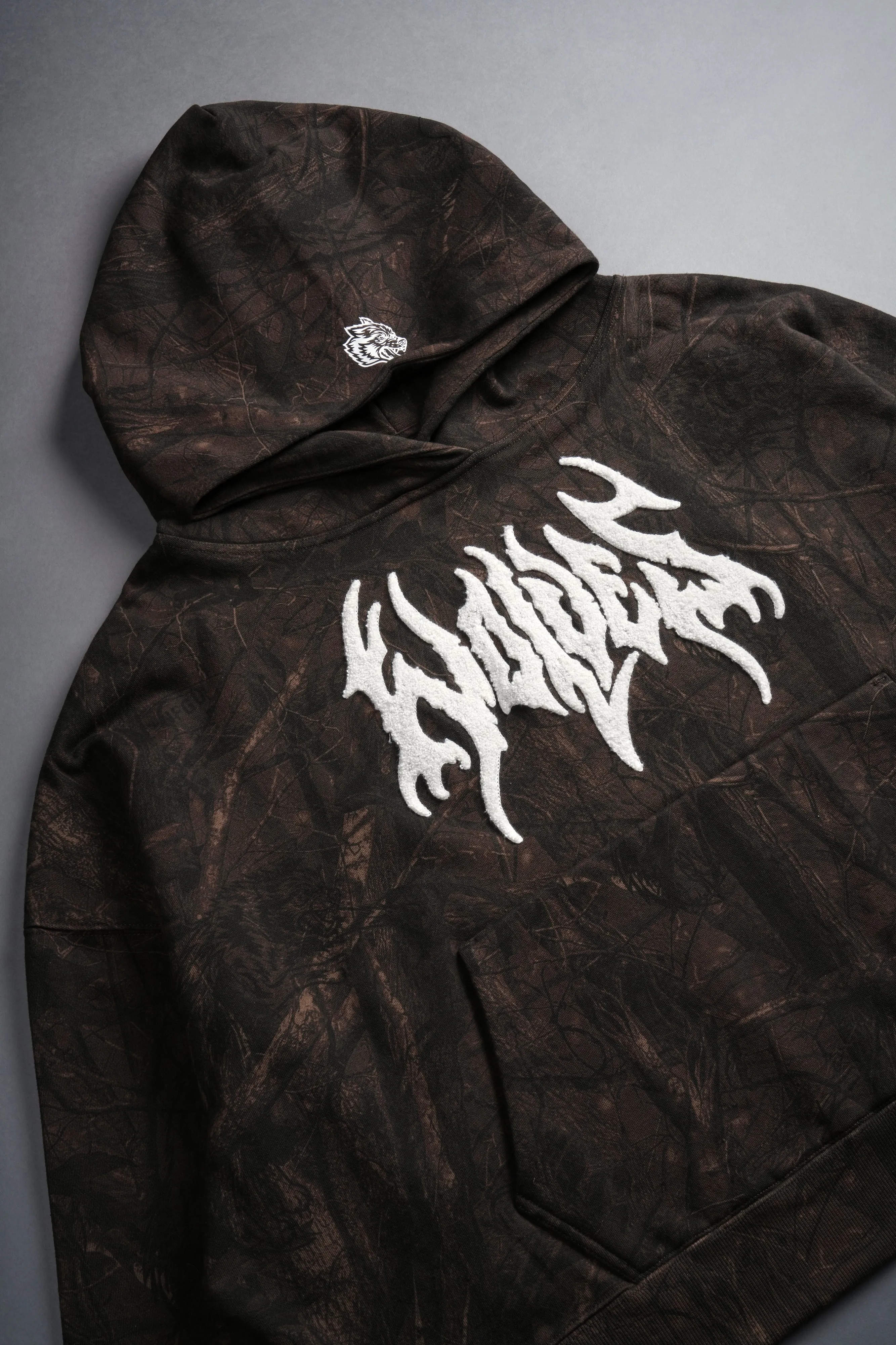Origin Hesh Grunge "Gage Box Cut" Hoodie in Brown Driftwood Forest Camo