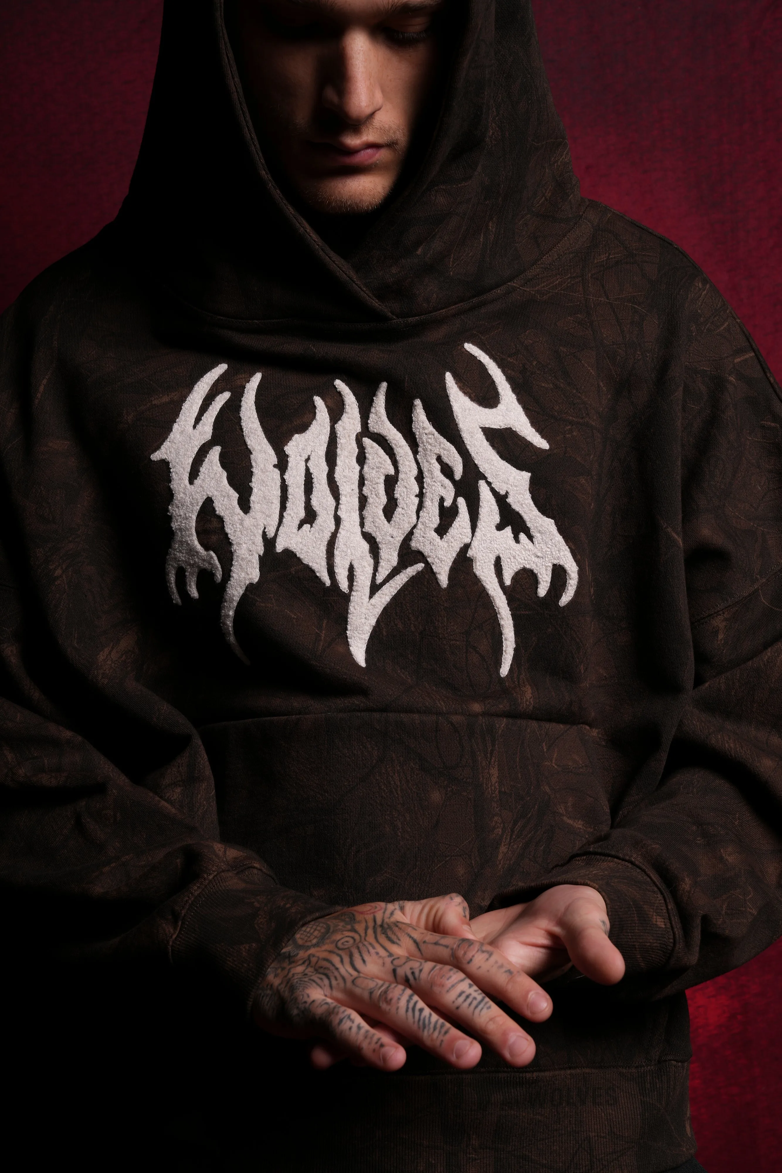Origin Hesh Grunge "Gage Box Cut" Hoodie in Brown Driftwood Forest Camo