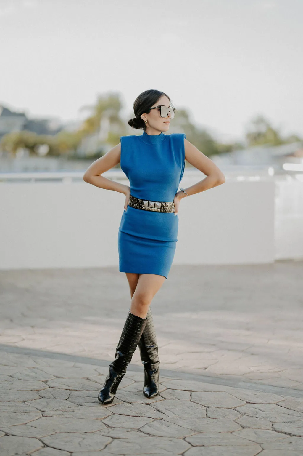 Power Hour Electric Blue Sleeveless Sweater Dress